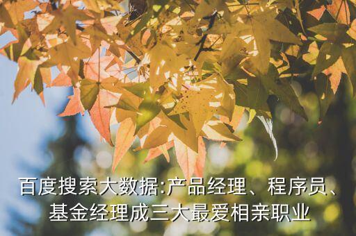 百度搜索大數據:產品經理、程序員、 基金經理成三大最愛相親職業