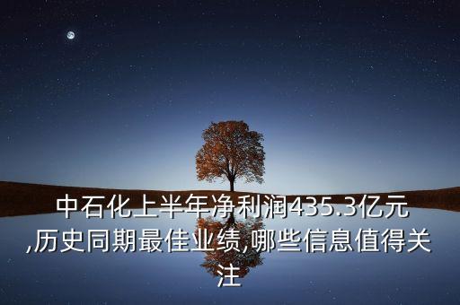  中石化上半年凈利潤435.3億元,歷史同期最佳業績,哪些信息值得關注