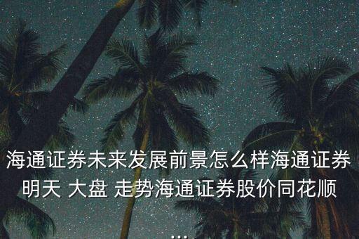 海通證券未來發展前景怎么樣海通證券明天 大盤 走勢海通證券股價同花順...