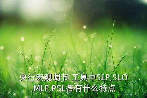 央行宏觀調節 工具中SLF,SLO,MLF,PSL各有什么特點