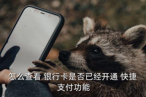 怎么查看 銀行卡是否已經開通 快捷 支付功能