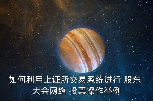 如何利用上證所交易系統進行 股東 大會網絡 投票操作舉例