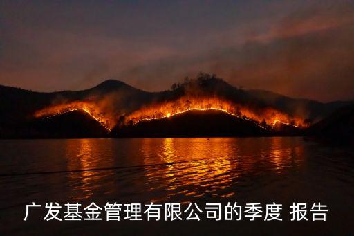 廣發基金管理有限公司的季度 報告
