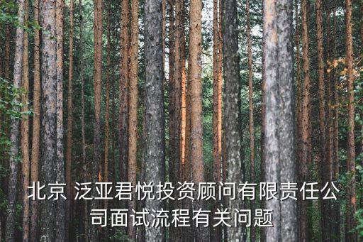  北京 泛亞君悅投資顧問有限責任公司面試流程有關問題