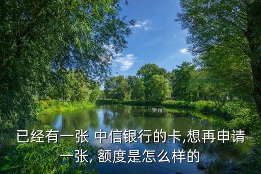 已經有一張 中信銀行的卡,想再申請一張, 額度是怎么樣的