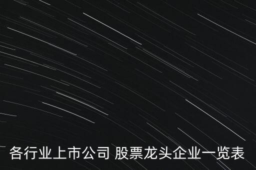 各行業上市公司 股票龍頭企業一覽表