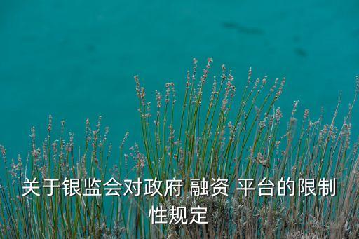 關于銀監會對政府 融資 平臺的限制性規定