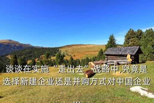 談?wù)勗趯嵤白叱鋈ァ睉?zhàn)略中,究竟是選擇新建企業(yè)還是并購方式對中國企業(yè)...