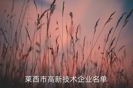 萊西市高新技術企業名單