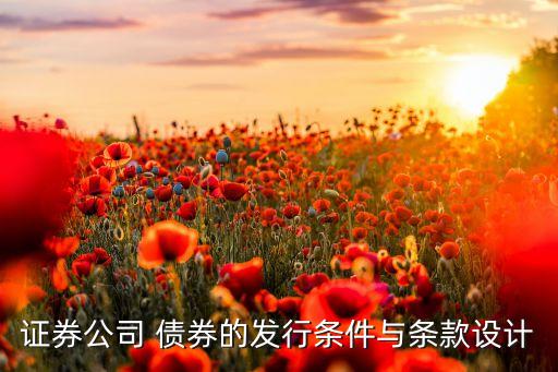 證券公司 債券的發行條件與條款設計
