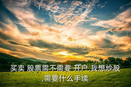 買賣 股票需不需要 開戶,我想炒股,需要什么手續
