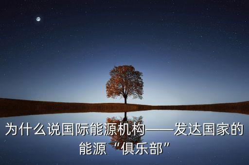 為什么說國際能源機構——發達國家的能源“俱樂部”
