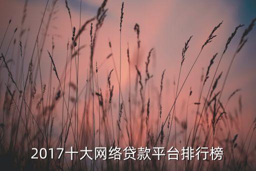 2017十大網絡貸款平臺排行榜