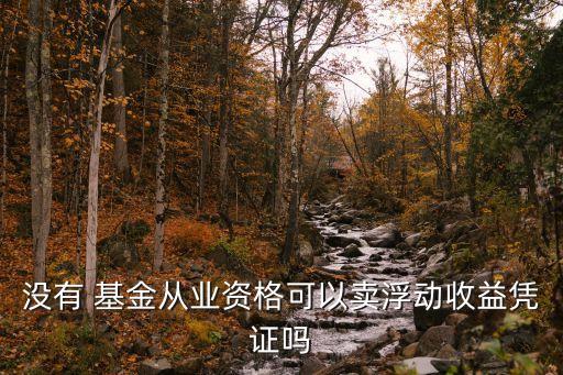 沒有 基金從業資格可以賣浮動收益憑證嗎