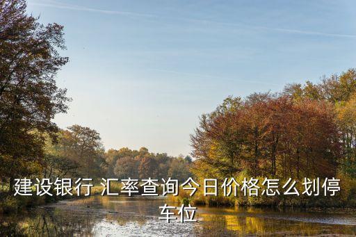 建設銀行 匯率查詢今日價格怎么劃停車位