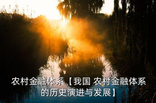  農村金融體系【我國 農村金融體系的歷史演進與發展】
