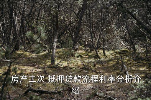  房產二次 抵押貸款流程利率分析介紹