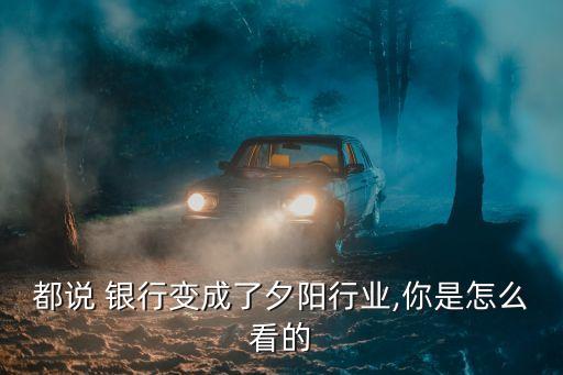 都說 銀行變成了夕陽行業,你是怎么看的