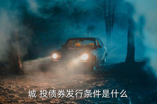 城 投債券發行條件是什么
