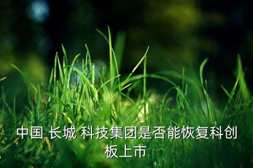 中國 長城 科技集團是否能恢復科創板上市