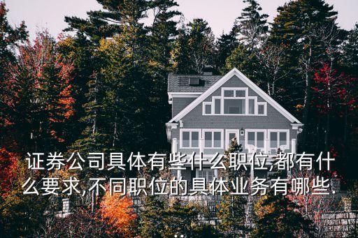  證券公司具體有些什么職位,都有什么要求,不同職位的具體業務有哪些...