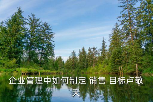 企業管理中如何制定 銷售 目標盧敬天