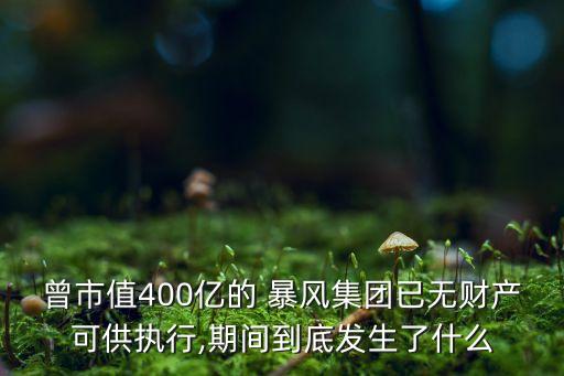 曾市值400億的 暴風集團已無財產可供執行,期間到底發生了什么
