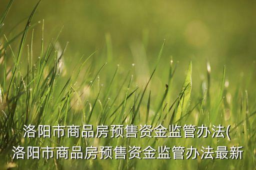  洛陽市商品房預售資金監管辦法( 洛陽市商品房預售資金監管辦法最新