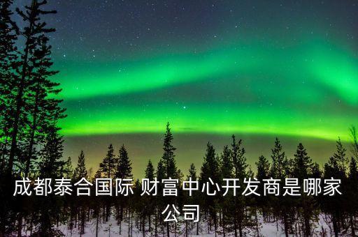 成都泰合國際 財富中心開發商是哪家 公司