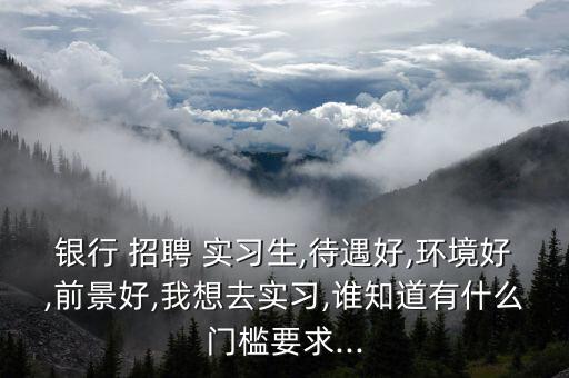 銀行 招聘 實習生,待遇好,環境好,前景好,我想去實習,誰知道有什么門檻要求...