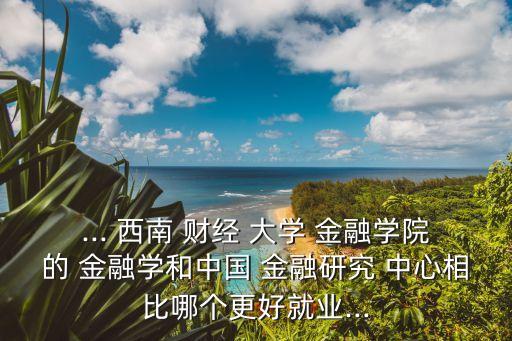 ... 西南 財經 大學 金融學院的 金融學和中國 金融研究 中心相比哪個更好就業...