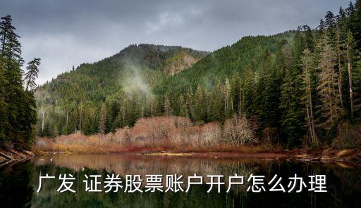  廣發 證券股票賬戶開戶怎么辦理