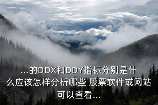 ...的DDX和DDY指標分別是什么應該怎樣分析哪些 股票軟件或網站可以查看...