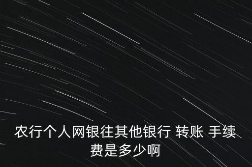 農行個人網銀往其他銀行 轉賬 手續費是多少啊