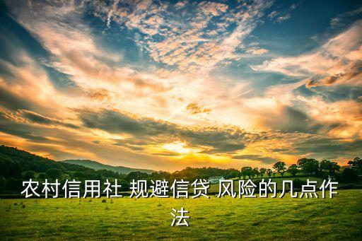 農村信用社 規(guī)避信貸 風險的幾點作法