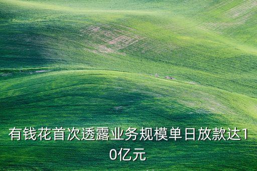 有錢花首次透露業務規模單日放款達10億元