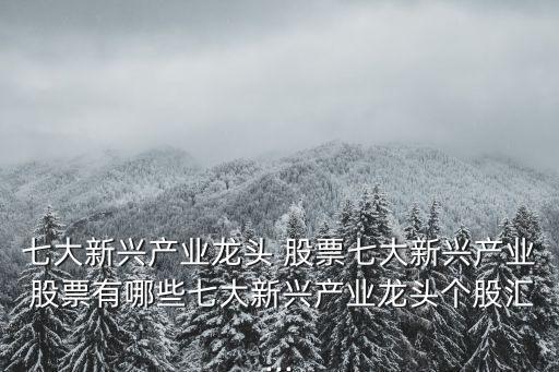 七大新興產業龍頭 股票七大新興產業 股票有哪些七大新興產業龍頭個股匯...