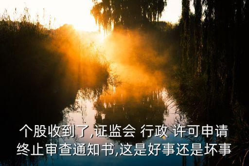 個股收到了,證監會 行政 許可申請終止審查通知書,這是好事還是壞事