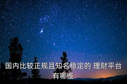國內比較正規且知名穩定的 理財平臺有哪些