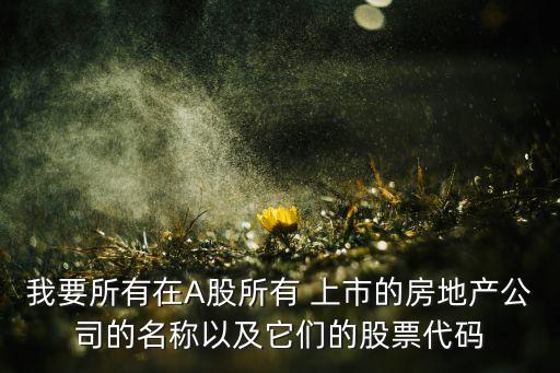我要所有在A股所有 上市的房地產公司的名稱以及它們的股票代碼