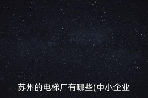蘇州的電梯廠有哪些(中小企業
