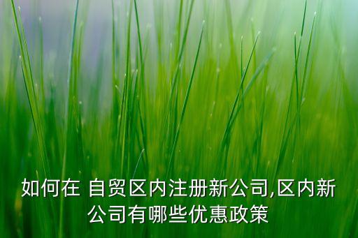 如何在 自貿區內注冊新公司,區內新公司有哪些優惠政策