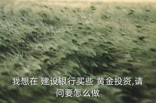 我想在 建設(shè)銀行買些 黃金投資,請(qǐng)問(wèn)要怎么做
